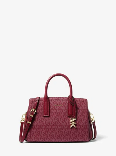 Michael Michael Kors Michael Kors Laila Small Signature Logo Satchel In Red