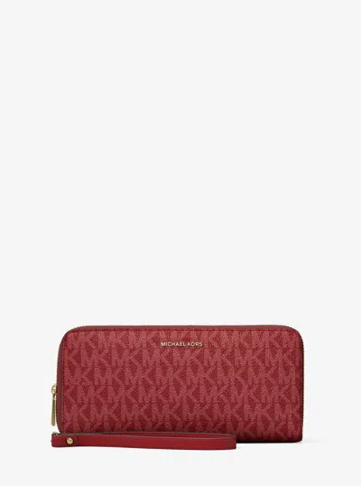 Michael Michael Kors Michael Kors Large Logo Continental Wallet In Red