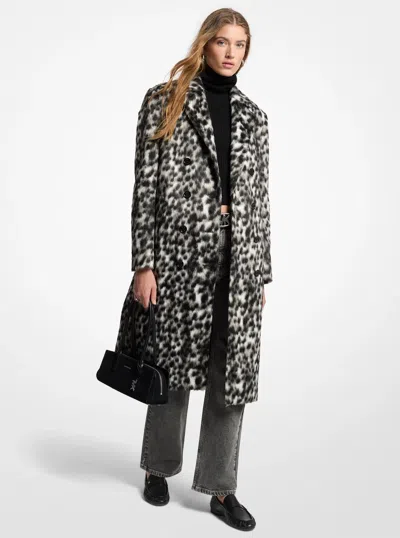 Michael Michael Kors Michael Kors Leopard Print Faux Fur Coat In Gray