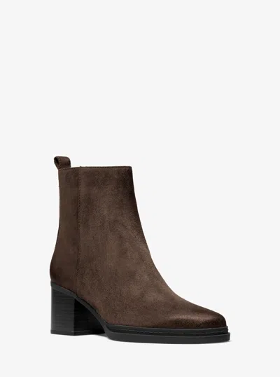 Michael Michael Kors Michael Kors Lex Suede Boot In Brown In Animal Print