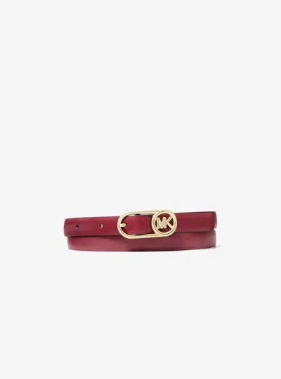 Michael Michael Kors Michael Kors Logo Buckle Leather Belt In Red