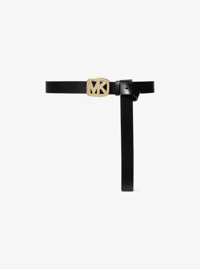 Michael Michael Kors Michael Kors Logo Leather Belt In Black
