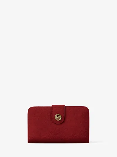 Michael Michael Kors Michael Kors Mk Pop Charm Medium Nubuck Wallet In Red