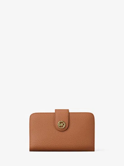Michael Michael Kors Michael Kors Mk Pop Charm Medium Pebbled Leather Wallet In Brown