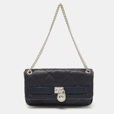 Pre-owned Michael Michael Kors Michael Kors Navy Blue Quilted Leather Hamilton Chain Shoulder Bag