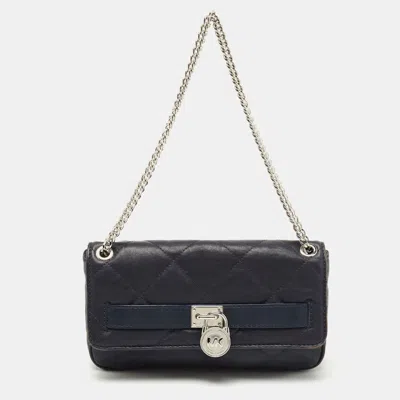Michael Michael Kors Michael Kors Navy Quilted Leather Hamilton Chain Shoulder Bag In Blue