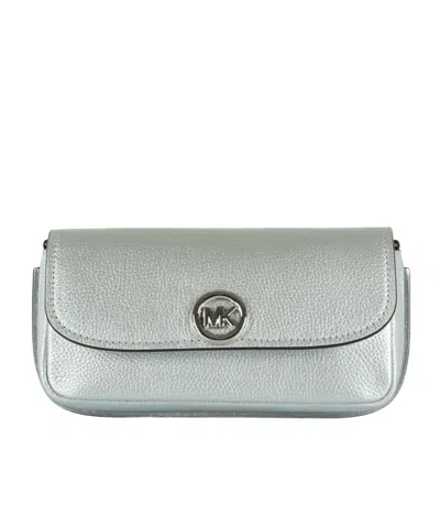 Michael Michael Kors Michael Kors Nolita Small Foldover Top Crossbody Bag In Silver