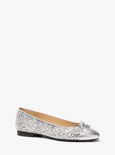 Michael Michael Kors Michael Kors Piper Flex Embellished Metallic Ballet Flat In Silver