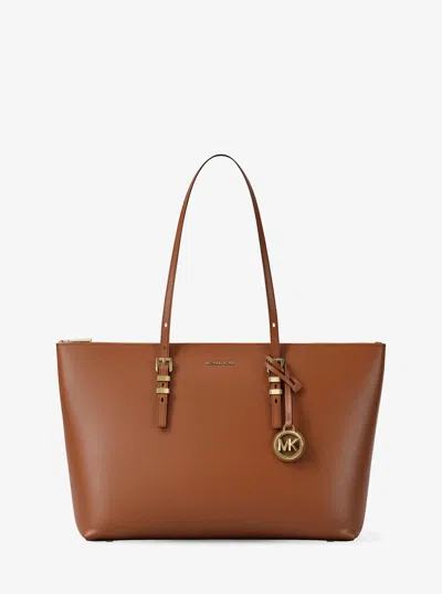 Michael Michael Kors Michael Kors Quinn Large Pebbled Leather Tote Bag In Brown