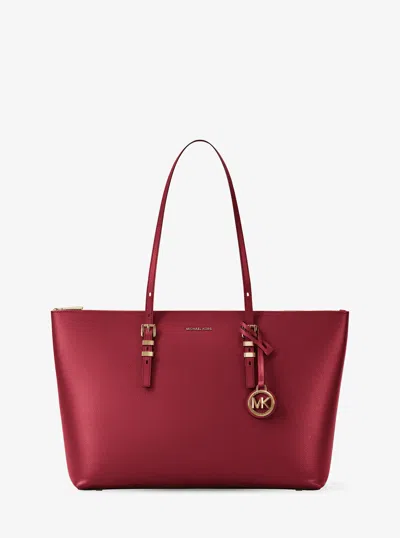 Michael Michael Kors Michael Kors Quinn Large Pebbled Leather Tote Bag In Red
