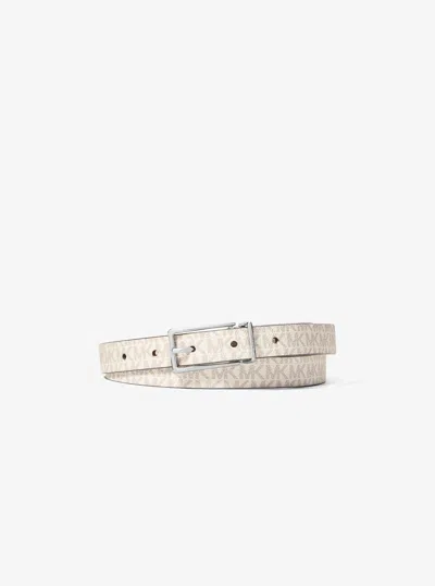 Michael Michael Kors Michael Kors Reversible Signature Logo And Leather Belt In Natural