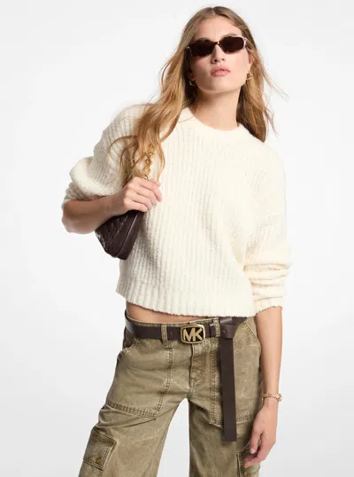 Michael Michael Kors Michael Kors Ribbed Wool Blend Bouclé Sweater In Natural In Neutral
