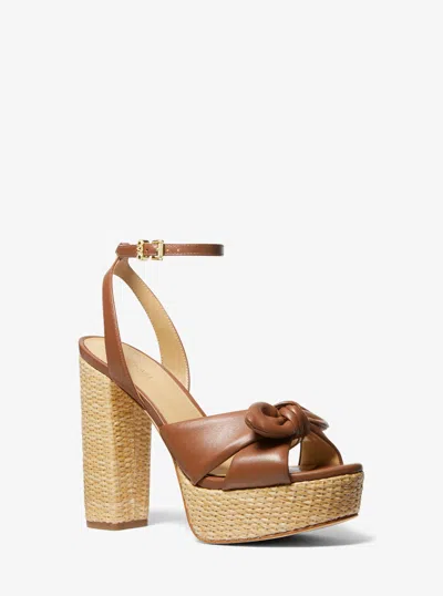 Michael Michael Kors Michael Kors Sadie Leather Platform Sandal In Brown