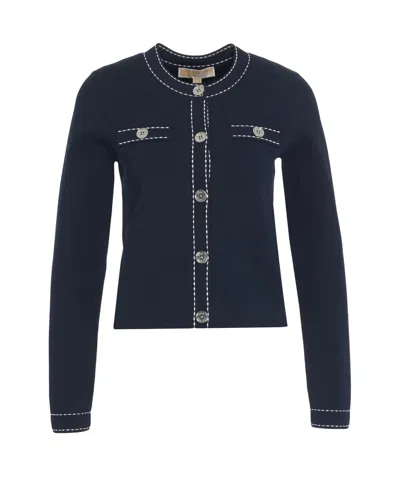 Michael Michael Kors Michael Kors Stitched Cardigan In Blue