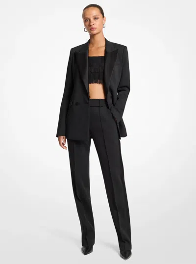 Michael Michael Kors Michael Kors Stretch Crepe Tuxedo Pants In Black