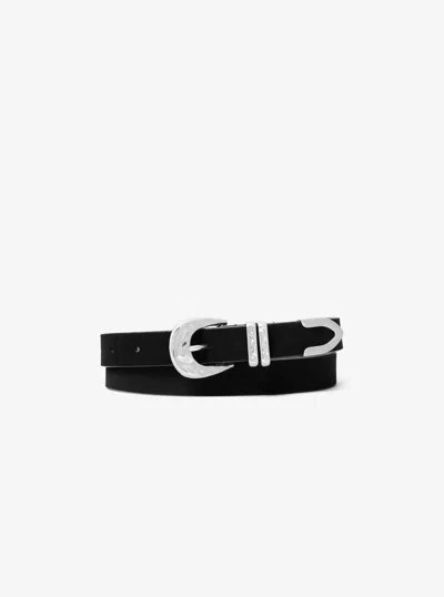 Michael Michael Kors Michael Kors Suede Western Belt In Black