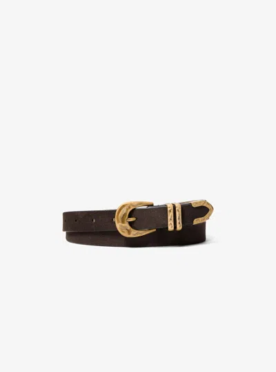 Michael Michael Kors Michael Kors Suede Western Belt In Brown