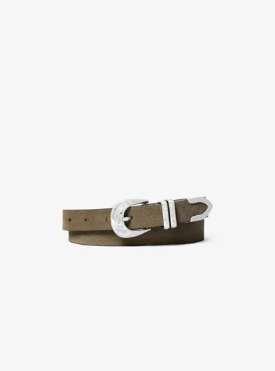 Michael Michael Kors Michael Kors Suede Western Belt In Green
