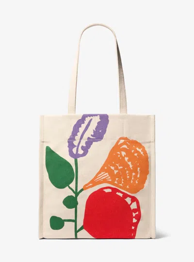 Michael Michael Kors Michael Kors Watch Hunger Stop Large Printed Cotton Canvas Tote Bag In Natural