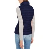 MICHAEL MICHAEL KORS MICHAEL KORS WOMEN'S NAVY BLUE DOWN SLEEVELESS PUFFER VEST WITH REMOVABLE HOOD