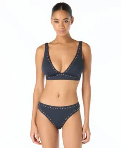 Michael Michael Kors Michael Kors Womens Bikini Top High Leg Bottoms In New Navy