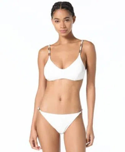 Michael Michael Kors Michael Kors Womens Oval Link Swim Bikini Top Skirt In Black