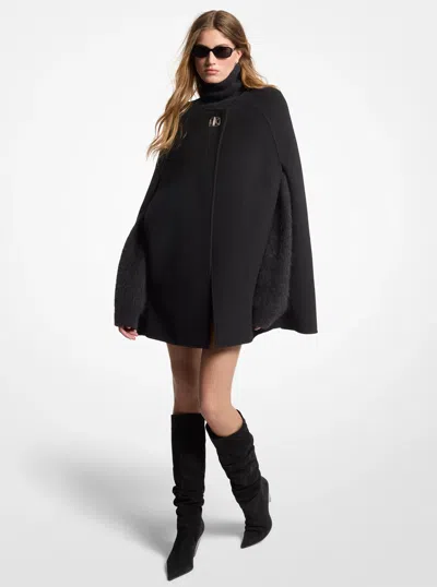 Michael Michael Kors Michael Kors Wool Blend Cape In Black