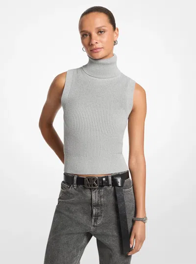 Michael Michael Kors Michael Kors Wool Sleeveless Turtleneck Top In Grey In Gray