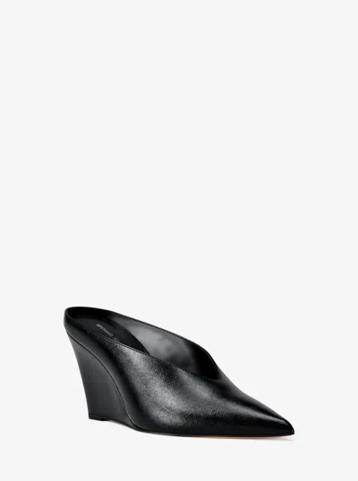 Michael Michael Kors Michael Kors Xandra Leather Wedge Mule In Black