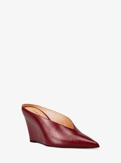 Michael Michael Kors Michael Kors Xandra Leather Wedge Mule In Red