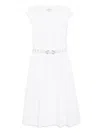 Michael Michael Kors White Sleeveless Long Dress With V Neck And Adjustable Belt In Cotton Stretch Woman In White