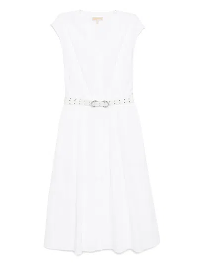 MICHAEL MICHAEL KORS POPLIN BELTED MIDI DRESS