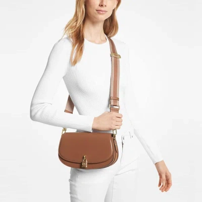 Michael Michael Kors Mia Medim Sling Leather Crossbody Bag In Luggage