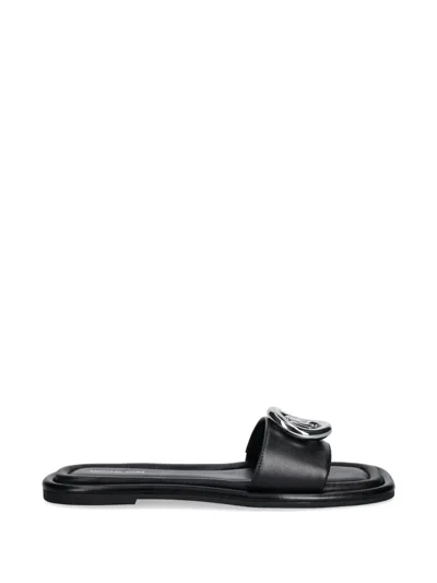 Michael Michael Kors Milan Logo-plaque Flat Sandals In Black