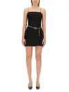 Michael Michael Kors Logo-buckle Belt Minidress In Black