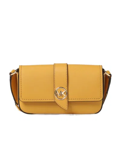 Michael Michael Kors Mini Greenwich Leather Crossbody Bag In Yellow