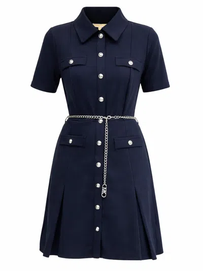Michael Michael Kors Chain-belt Shirt Dress In Blue