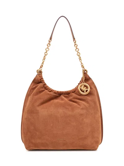 Michael Michael Kors Mini Shoulder Bag With Chain And Drawstring In Luggage