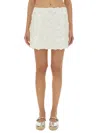 Michael Michael Kors White Miniskirt With All-over Floral Embroidery In Tech Fabric Stretch Woman In White