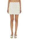 Michael Michael Kors White Miniskirt With All-over Floral Embroidery In Tech Fabric Stretch Woman In White