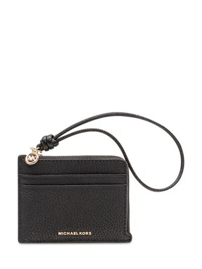 Michael Michael Kors Mini Wallet With Zip Closure In Black