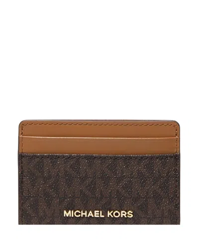 Michael Michael Kors Minimalist Card Holder In Brown