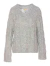 Michael Michael Kors Mixed Alpaca Sweater With Braids In Grey