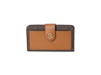 Michael Michael Kors Mk Charm Medium Tab Pocket Bifold Wallet Handbags Brown/acorn: One Size