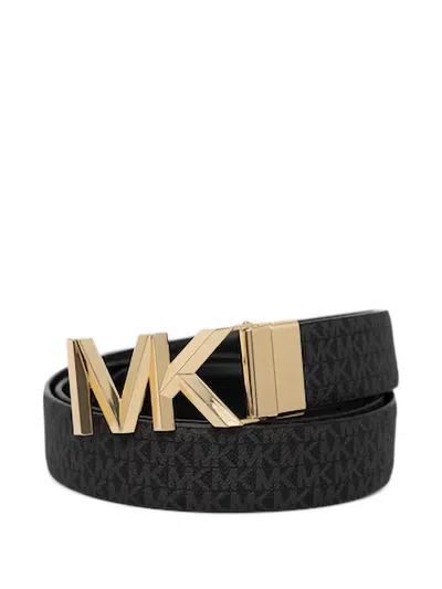 Michael Michael Kors Mk Monogram-print Belt In Black