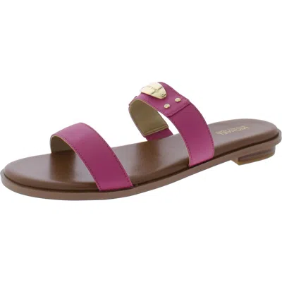 Michael Michael Kors Mk Plate Slide Womens Faux Leather Round Toe Slide Sandals In Multi