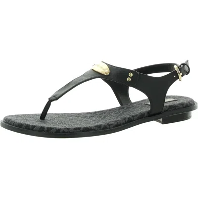 Michael Michael Kors Mk Plate Womens Faux Leather Embellished Slingback Sandals In Black