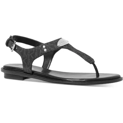 Michael Michael Kors Mk Plate Womens Logo Flat Thong Sandals In Black