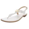 Michael Michael Kors Mk Plate Womens Coated Canvas Logo Thong Sandals In White