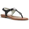 Michael Michael Kors Mk Plate Womens Textured T-strap Thong Sandals In Multi